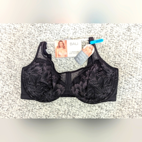 NWT Bali Women's (38DDD) Black Lace Minimizer Convertible Bra With Underwire - Picture 4 of 14